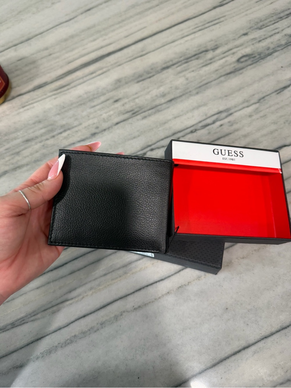 GUESS Black Leather Men's Wallet with Red Accent - Picture 4 of 5